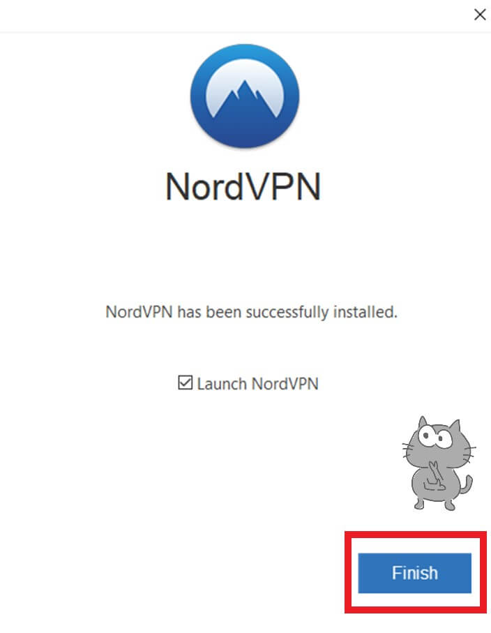 nordvpnのインストール終了