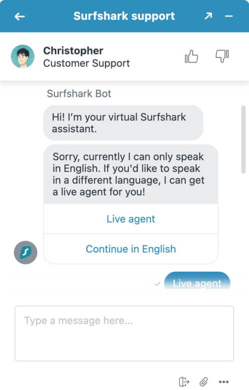 Surfsharkの自動更新をオフにするためチャット（日本語対応）